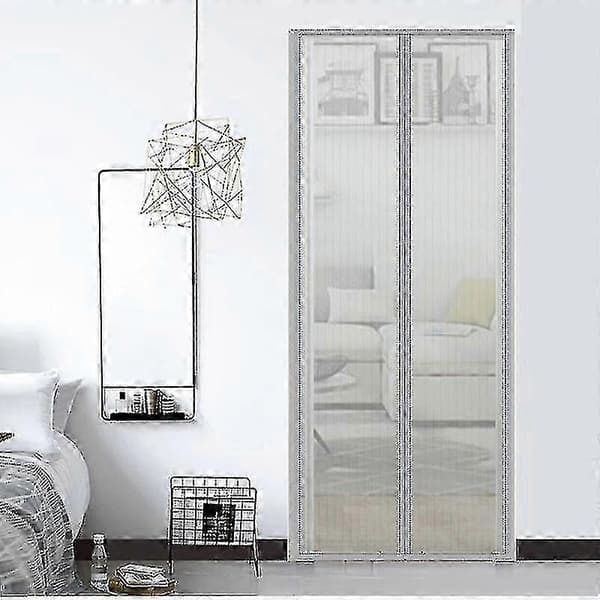 [RM]80*210 cm Magnetisk Flugnätsdörr Ingen Borrning Enkel Montering White 100*210