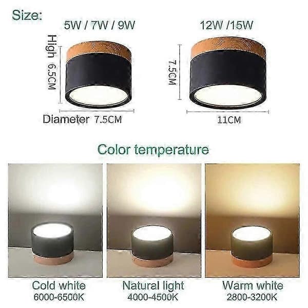 7w Led Loft Downlight Dæmpbar 7w 9w Overflademonteret Loftlampe Træ Moderne Lyseblå [MI] Blue 7W white light