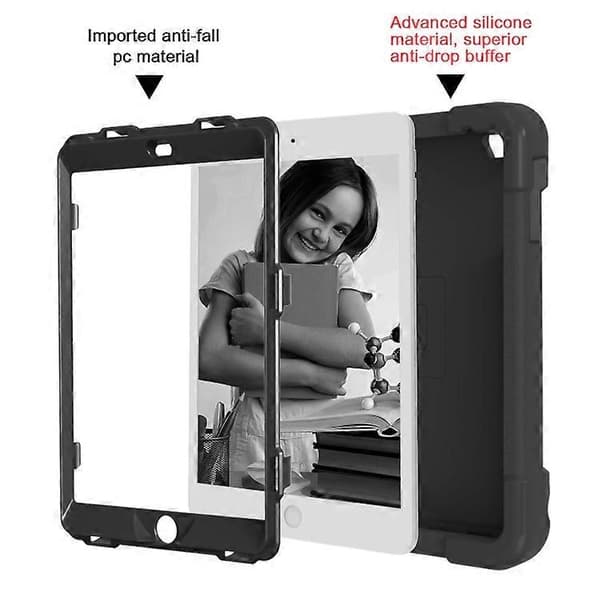 För iPad MINI1/2/3 EVA + PC platt skyddsskal med 360 roterande fäste Black-Black