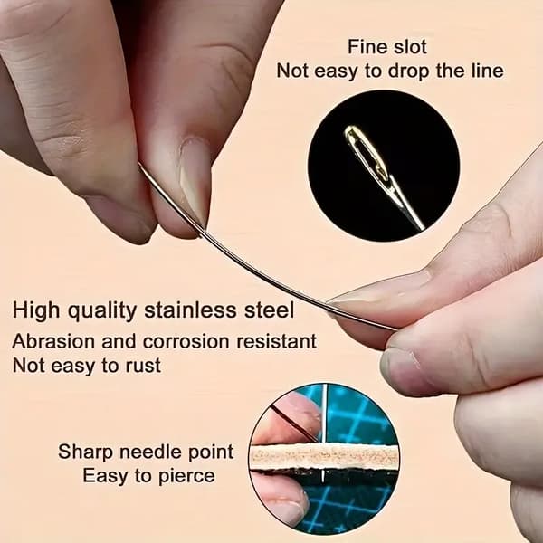 30 Self-Threading Needles in Random Sizes with Wooden Storage Tube for Easy Insertion of Sewing Needles for the Elderly