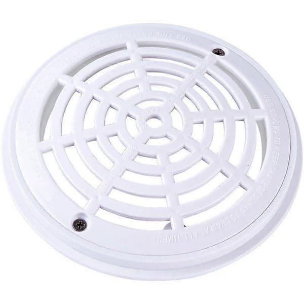 Rund bottenavloppsgaller för pool - Diameter 18 x 20,3 cm - Vit, ABS-plast, avtagbar, med skruvar