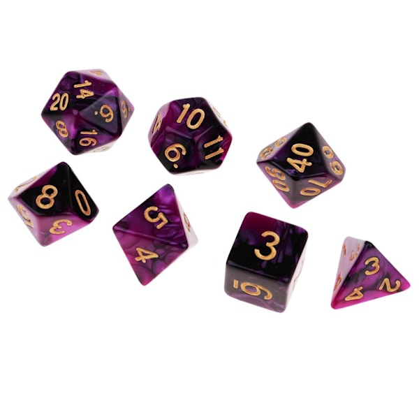 7 st Polyedriska Tärningar För Dungeons u0026 Dragons Tärningsspel Leksak Lila Svart