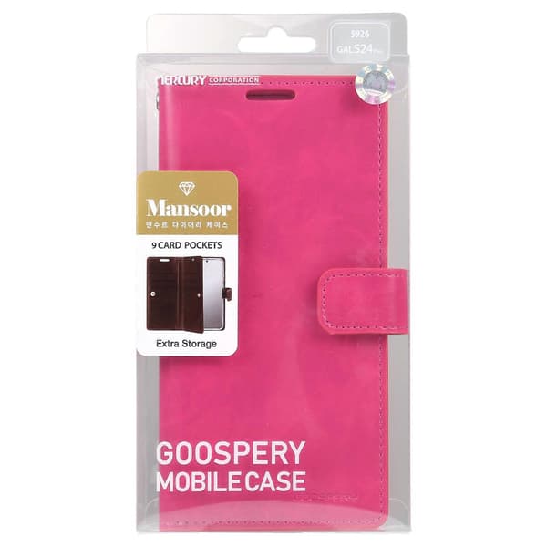 GOOSPERY MANSOOR DIARY Läderfodral med 9 kortfack Rose Red For Samsung Galaxy S24+ 5G