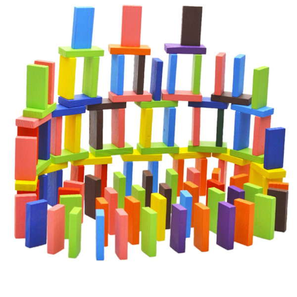 Leksak för barn, Domino Spel Leksak, Träleksak, Domino leksak, Färgglada Dominobrickor, konstruktionsspel, barn Domino, Domino, träleksak, Trä Domino
