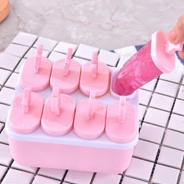 8-hullers form til frossen is til ispinde DIY til ispindemaskine Slikform Bakke Pande Køkken pink 12*11*6.5cm