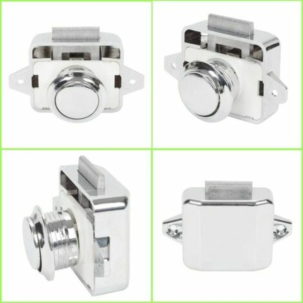 [RM] Push-button lock for cabinets, door handle for RV, caravan, 5 pieces, silver