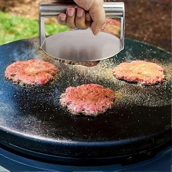 Kødpresse i rustfrit stål bøf hamburger kødpresse non-stick p Silver