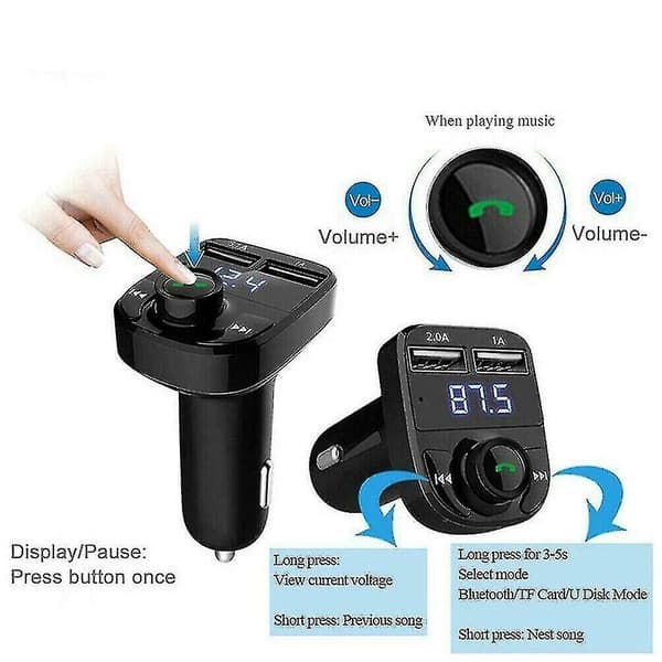 [RM] Bluetooth trådløs bil FM-senderadapter radio MP3-spiller 2 USB billader