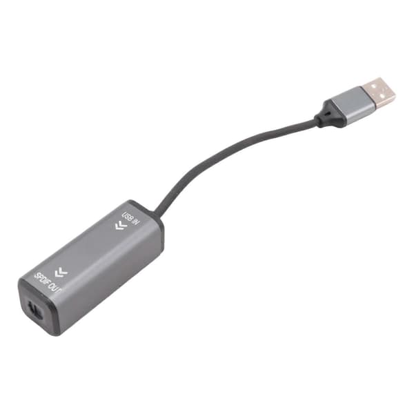 2X USB til optisk lydkonverter 16bit/96KHZ lydadapter USB til SPDIF-adapter for tilkobling av bærbar PC til lydplanke Gray