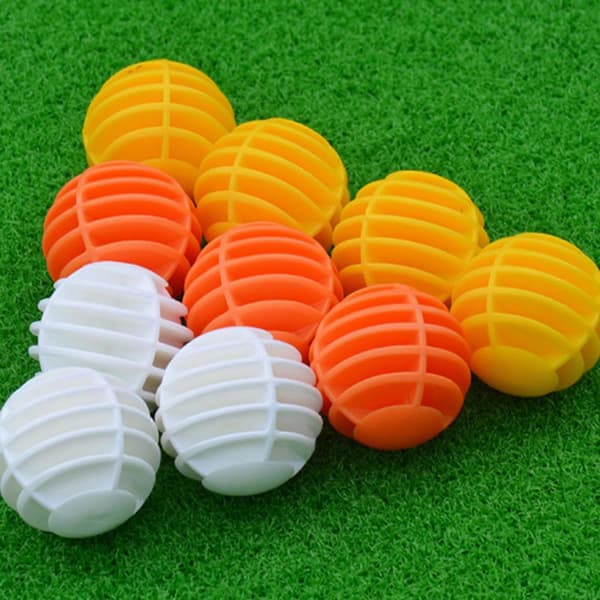 [RM]5 stk. lette stribede træningsgolfbolde i syntetisk gummi, hule stribede golftræningsbolde til kompakte rum Orange
