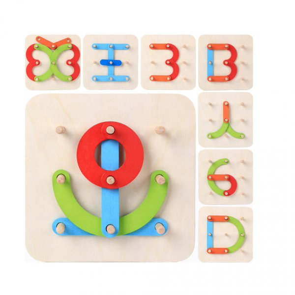 Trä geometrisk panel bokstavssorterare Blocks pedagogiska leksaker för barn