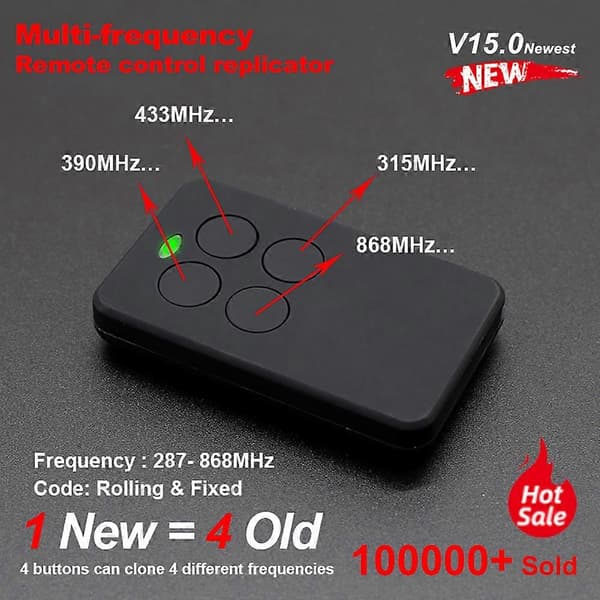 [RM]Liftmaster TX2EV/TX2EVS/TX4EV/TX4EVS/TX4UNI/TX4UNIS 433,92MHz Garasjeportfjernkontroll Duplikator Døråpner SMG-008