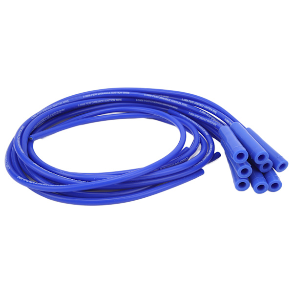 [RM]8.5mm 180 Degree Spark Plug Wire Set with Dustproof Boot, Replacement for Chevy 8-Cylinder Models, Blue