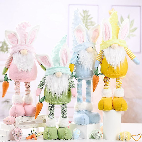 Påskhare Tomte Handgjord Kanin Morot Plyschleksaker Docka Ornament Barn Påsk Hemfest Dekor, D