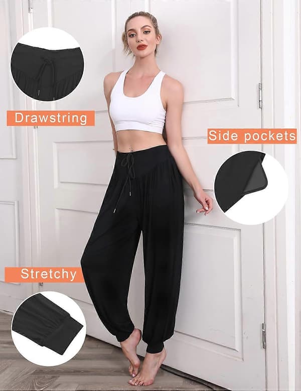 Women's Yoga Pants, Soft Cotton Modal, Joggers with Pockets, Casual Harem Pants, Athletic Drawstring, Sweatpants S