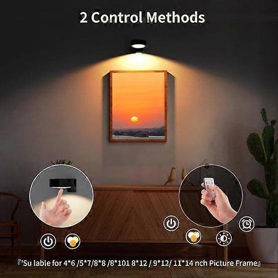 Wall Mounted Wireless Picture Light with Remote Control, Dimmable, Battery Operated, Adjustable 13-Color RGB Painting Lamp - white white[RM] white 4pcs
