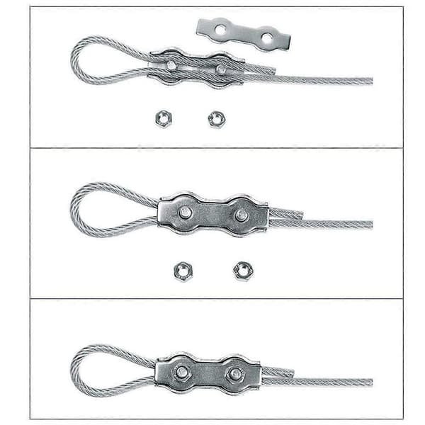 12 stk. Duplex-kabelklemmer, Duplex-kabelklemme, M2-kabelklemme, 304 rustfrit stål, til 2 mm wirekabler, sølv