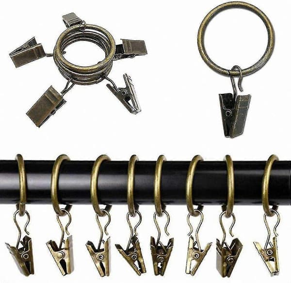 [RM]32mm Bronse Metall Gardinringer med Klips (40-pakning)