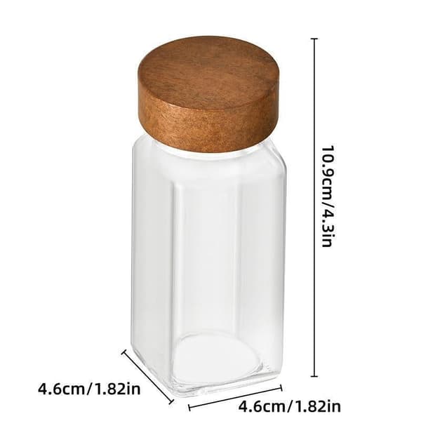 12 Pcs Square Glass Spice Jars, Transparent Storage Containers, Kitchen Spice Organizer[RM]