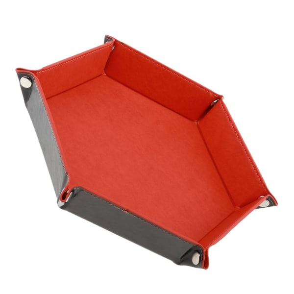 PU Läder Hexagon Vikbar Bricka Rullbricka för DND Spel Orange