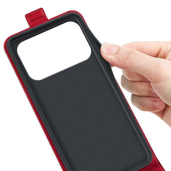 [RM] Kompatibelt etui til iPhone 17 Pro med kortlommer, vertikalt flip-lædercover Red