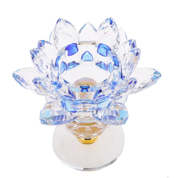 kristall lotusblomma ljusstake värmeljus hem feng shui inredning blå