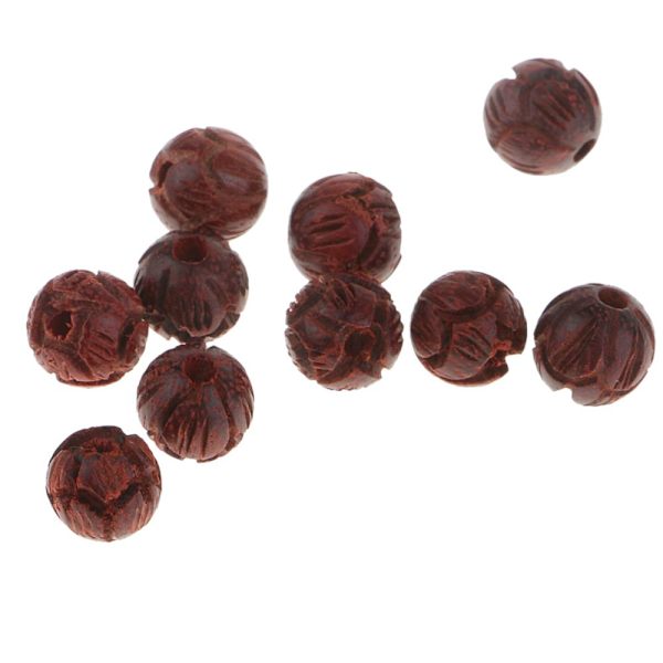 Sandelträ Snideri Lotus Runda Trä Mara Pärlor Distanspärlor DIY Smycken 6mm
