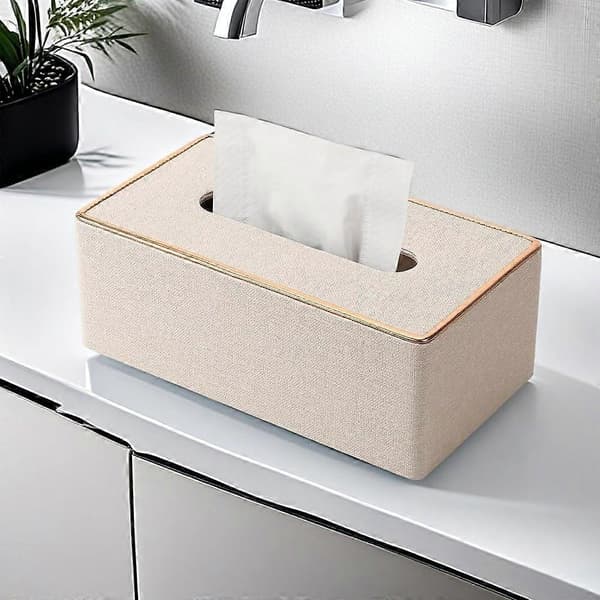 Mote skinn vevboks - Perlehvit - 25*13.5*10.5cm - 1 stk