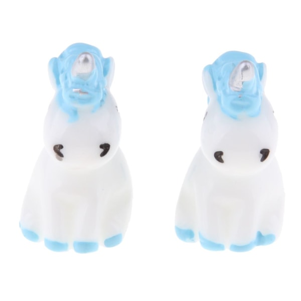 6 st Mini Söta Enhörningsstatyer i Resin Miniatyrer Fe Trädgårds Ornament Blå