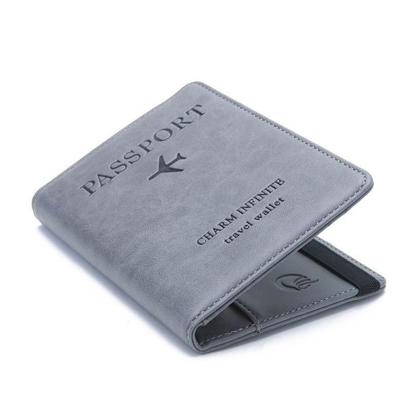 RFID-skyddad resväska passhållare grå gray 1-Pack