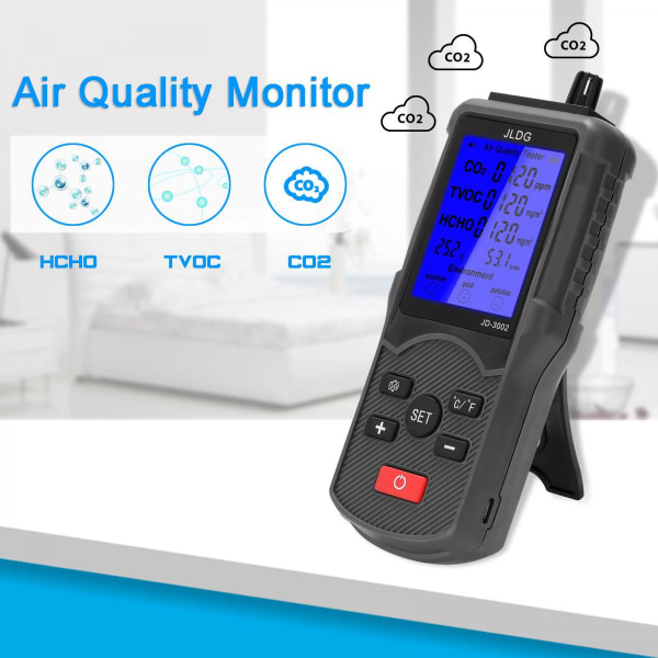 Övervaka luftkvaliteten, formaldehyddetektor, temperatur- och fuktmätares sensortestare