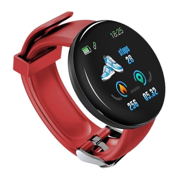 D18 Bluetooth Smart Watchband Fitness Sport Tracker Vattentät Unisex Röd