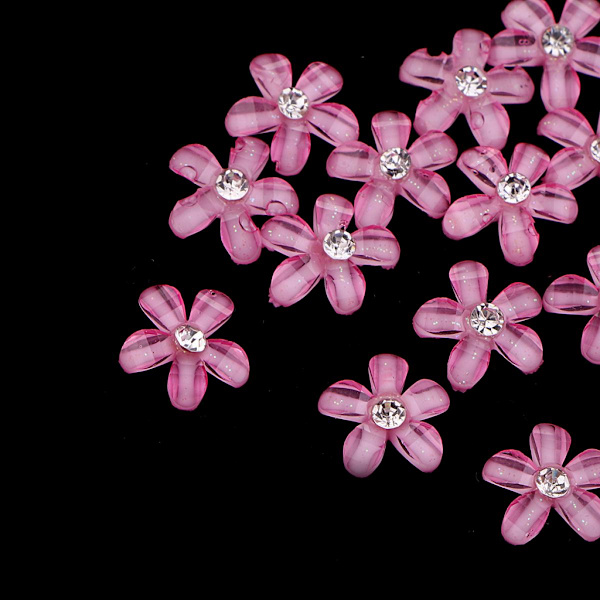 20 blommor flatback knapp strass utsmyckningar för rosa bröllop