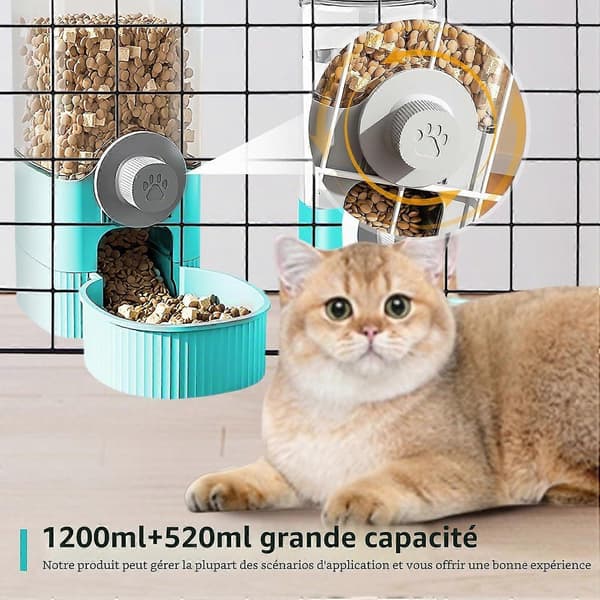 Hängande vatten- och matdispenser för marsvin, blå