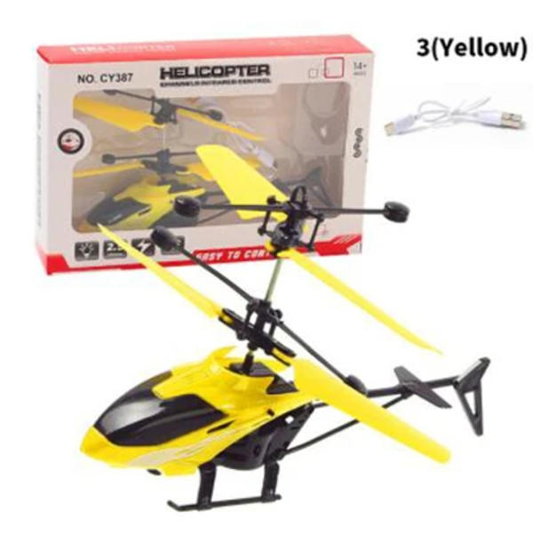 Mini Fjärrkontroll RC Helikoptrar Drönarleksaker Induktionssvävande Säker Falltålig yellow