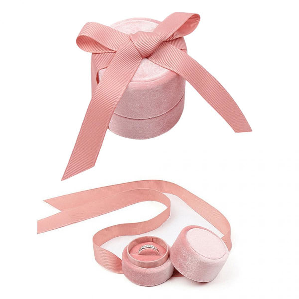 Smyckeskrin i sammet, bågformade ringar, halsband, S-ring, display, förvaringsställ, rosa