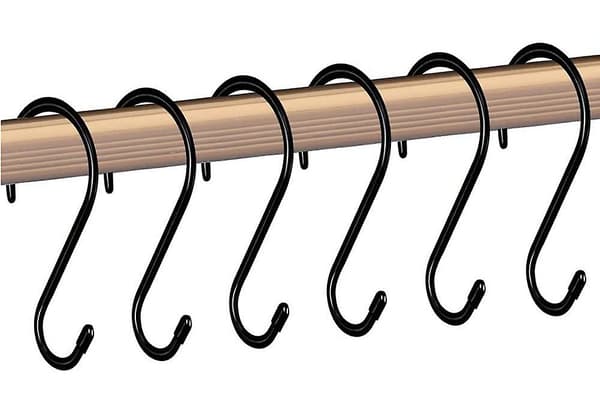 Set med 6 st S-krokar i metall, multifunktionella S-formade krokar för badrum, sovrum, kontor och kök.