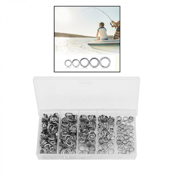 200 Stycken Fiskedubbelringar Rostfritt Stål Dubbel Snap Ring Set, Hög Hållfasthet Tung