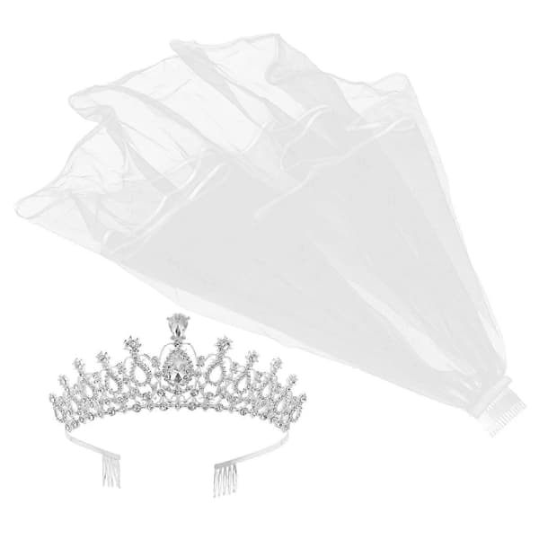 Strass Tiara Krona Slöja kompatibel med Bröllopsbruk 2st med Elegant Design Kam