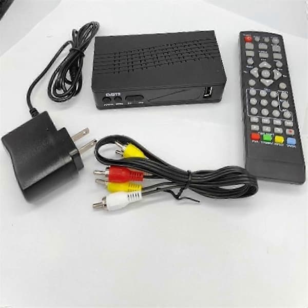 Full HD Digital TV-mottaker med HEVC H.264-støtte DVB-T2-mottaker Videodekoder EU-plugg-kompatibel Black