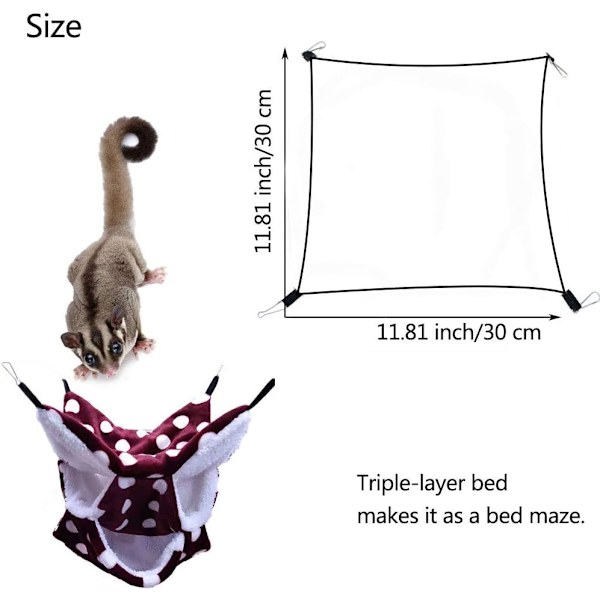 [RM]Small Pet Cage Hammock, Triple Layer Sugar Glider Hammock, Hamster Cage Accessories, Comfortable Bed for Small Pets
