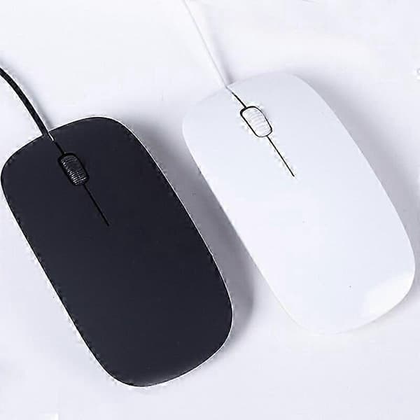 Ultra Tynd USB2.0 Kablet Optisk Mus 1200dip 3 Knap USB Mus til Computer PC Laptop Sort Hvid-Sort