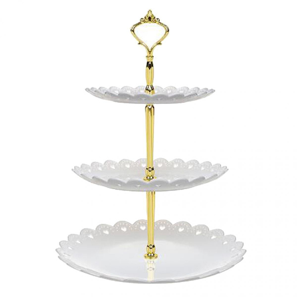 3-vånings Cupcake Ställ Dessert Mini Tårtor Frukt Godis Displaytorn Vit