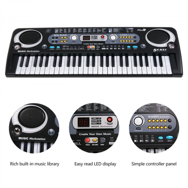 61 Tangenter Digitalt Musikkeyboard Elektronisk Keyboard Elpiano för Hemmabar Scen Semesterfest