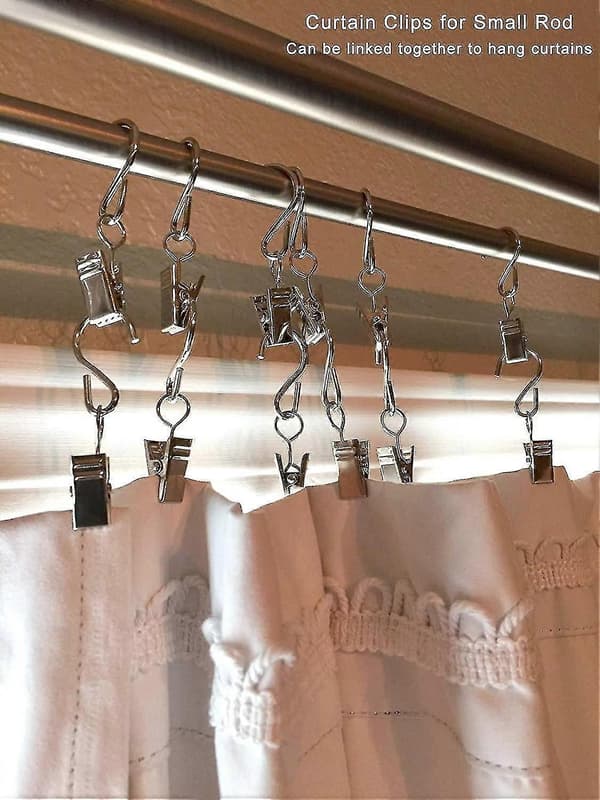 [RM]40-pack metallhängklämmor krokar för gardin- och markisslingor Silver
