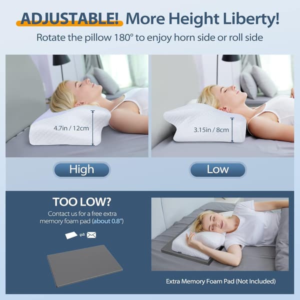 [RM] Cervical Memory Foam Pillow, Orthopedic Neck Support Pillow, Ergonomic Pillows for Side and Back Sleepers