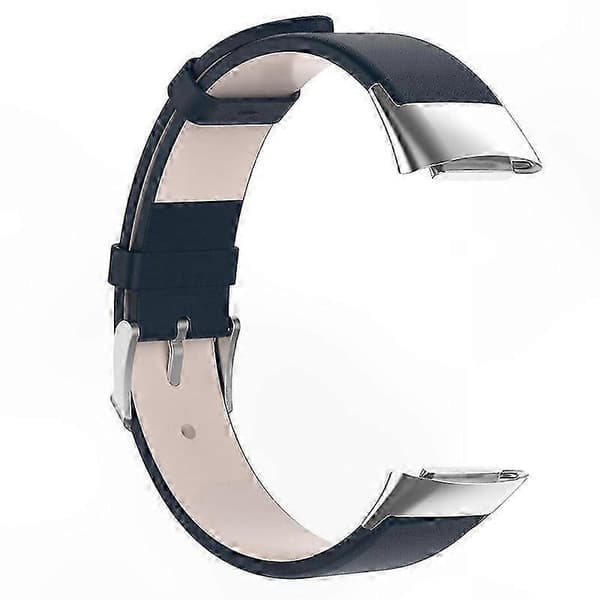 Justerbar læder smart urrem med metalspænde til Fitbit Charge 5 6 håndledsrem Dark blue Dark Blue