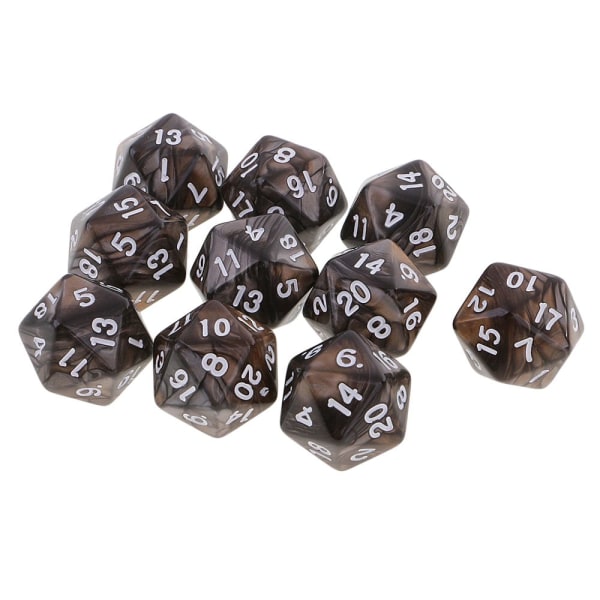 10 st 20-sidiga tärningar D20 Polyedriska tärningar för Dungeons And Dragons Bordsspel Kaffe Grå