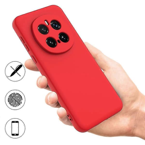 [RM] Stöttåligt mobilskal i flytande silikon med enfärgad design Red For Honor Magic7 Pro