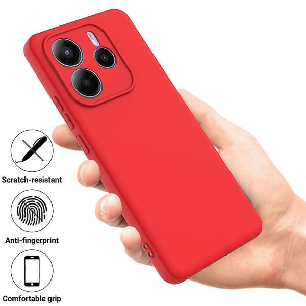 [RM] Enfärgat mobilskal i flytande silikon med full täckning och droppskydd Red For Redmi Note 14 5G Global
